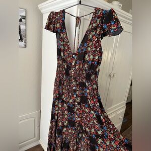Floral Black Boho Dress